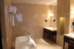 a bathroom with a toilet and a sink and a mirror at Primus Hotel Qipan Moutain Shenyang in Shenyang