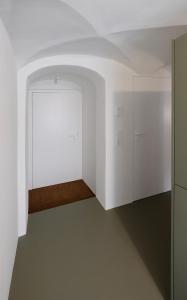 a room with white walls and a door to a closet at ENTZÜCKENDE KLEINE WOHNUNG in Linz