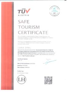 Certifikát, hodnocení, plakát nebo jiný dokument vystavený v ubytování Lara Otel
