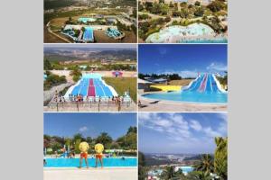 a collage of photos of a water park at Central Apartment in Pombal in Pombal