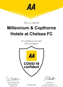 a sign with a picture of a person on it at Millennium & Copthorne Hotels at Chelsea Football Club in London
