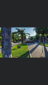 een park met palmbomen en een wandelpad bij Villetta de Mar in Civitanova Marche