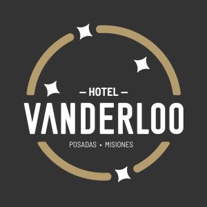 um sinal para um hotel variegado com um círculo em Hotel Vanderloo em Posadas