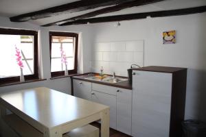 Kuchyň nebo kuchyňský kout v ubytování FerienwohnungQuedlinburg