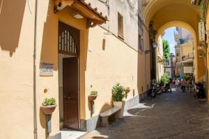 an alley with potted plants on the side of a building at Il Palazzetto in Sorrento