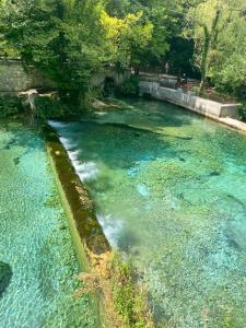 an aerial view of a river with blue water at Il Monte Farmhouse in Torricella Peligna