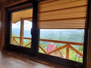 a window with a view of a mountain view at Rakhiv Plai in Rakhiv