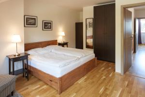 Postel nebo postele na pokoji v ubytování Luční apartmán Tymiána