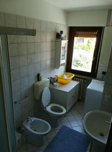 een badkamer met een toilet en een wastafel bij Trilocale con box cantina a Robilante in Robilante