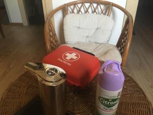 a chair with a toaster and a coffee maker at B&B Luce Viola in Dorgali