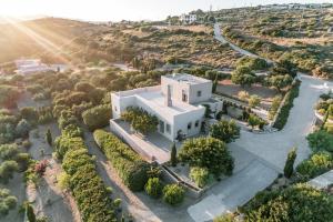 an aerial view of a white house with trees at Villa Iris in Livadi