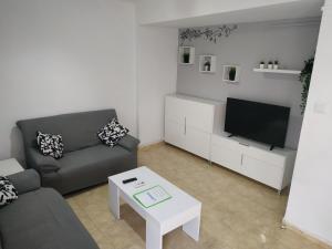 een woonkamer met een bank en een tv bij RMM27 - Piso en zona tranquila de Tortosa in Tortosa