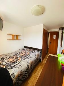 Cama ou camas em um quarto em Pokoje i apartamenty Aga Centrum