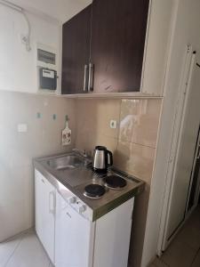 a small kitchen with a tea kettle on a counter at Apartments Coso Zlatne njive bb in Kotor