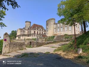 un viejo castillo al lado de una colina en Maison à la campagne en Lavergne