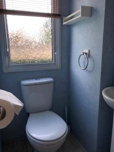 een badkamer met een wit toilet en een raam bij 73 Glenfinart Park in Dunoon