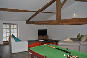 a living room with a pool table at Maison Belle Vue in Cherval