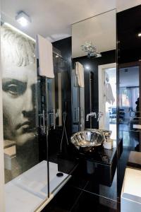a bathroom with a sink and a mirror at Luxury apartment in the Old town Warsaw in Warsaw