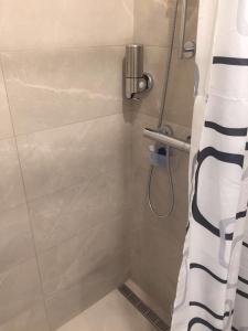 貝爾格勒的住宿－Talisman，浴室内配有淋浴帘。