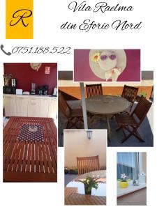 a collage of photos with a table and chairs at Vila Raelma in Eforie Nord