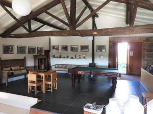 Una sala de estar con una mesa de billar y un sofá. en Quinta da Alagoa, en Santa Maria de Émeres