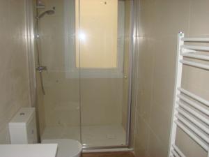サンタンデールにあるAlquiler Aptos en Santander (Centro)のバスルーム(ガラスドア付きのシャワー付)