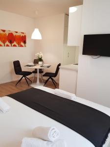 Televízia a/alebo spoločenská miestnosť v ubytovaní Marina Rijeka Center apartments