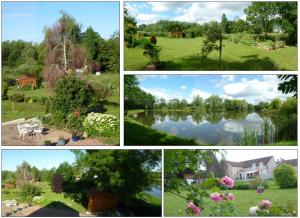 cuatro fotos diferentes de una casa y un lago en Au Rendez vous de l'Auxois B&B, en Essey