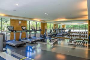 a gym with a row of treadmills and ellipticals at Amari Hua Hin in Hua Hin