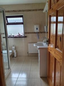 baño con lavabo y aseo y ventana en Tranquility, en Sligo