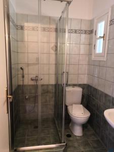 スキヌサにあるArmonia by Grispos Villasのバスルーム(シャワー、トイレ、洗面台付)