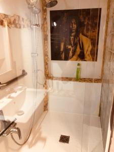 bagno con doccia e lavandino di LE 13, Charmant appartement de 2 pièces à Lignerolle a Lignerolle