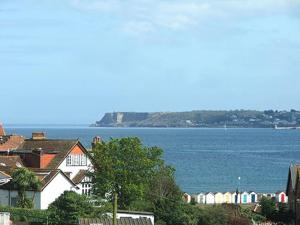 a large body of water with houses and the ocean at amber house hotel in Paignton