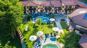 an aerial view of a pool at a resort at Galaxy Hotel in Chiflik