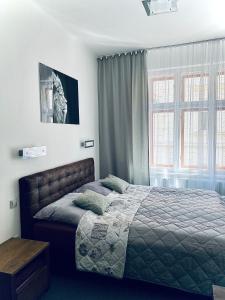 een slaapkamer met een bed en een raam bij Demaris in Třebíč