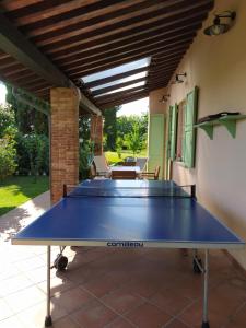 a blue ping pong table on a patio at Villa Favilli in Pisa