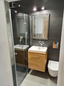 Kúpeľňa v ubytovaní Apartamenty w ścisłym centrum Kupiecka-Drzewna
