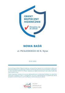 Certifikát, ocenenie alebo iný dokument vystavený v ubytovaní Confero Nowa Baśń