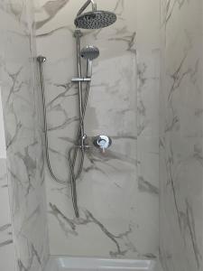 a shower with a shower head in a bathroom at Acquamarina Apartment with Terrace in Marsala