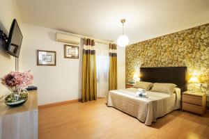 
a hotel room with a bed and a television at Hotel Gines in Ginés
