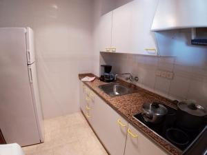 a small kitchen with a sink and a stove at Bernat Vidaber Primera Línea in Oropesa del Mar