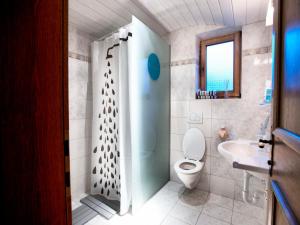a bathroom with a toilet and a sink at Haus Sonneneck in Fügen +40 photos