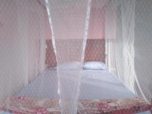 a bedroom with a bed with a net at ARROW Haputale village inn in Haputale