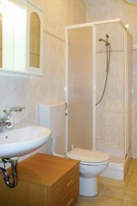 a bathroom with a toilet and a sink and a shower at Apartment Blazina-2 by Interhome in Ravni +11 photos