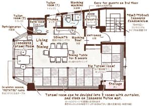 a drawing of a floor plan of a house at Izu no Ie UNO in Ito