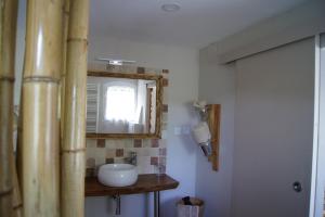 a bathroom with a sink and a mirror at L’Antre d’Eux in Carcassonne