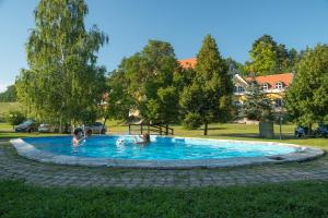 a group of people swimming in a swimming pool at Cseri Kastélyszálló in Tótvázsony