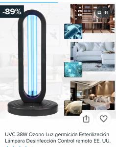 a blue light on a table in a room at Casa en condominio in El Calafate