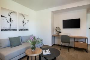 Televízia a/alebo spoločenská miestnosť v ubytovaní Mossa Well Being Hotel