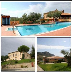a collage of four pictures of a house and a swimming pool at Villa Maria in Belvedere di Spinello